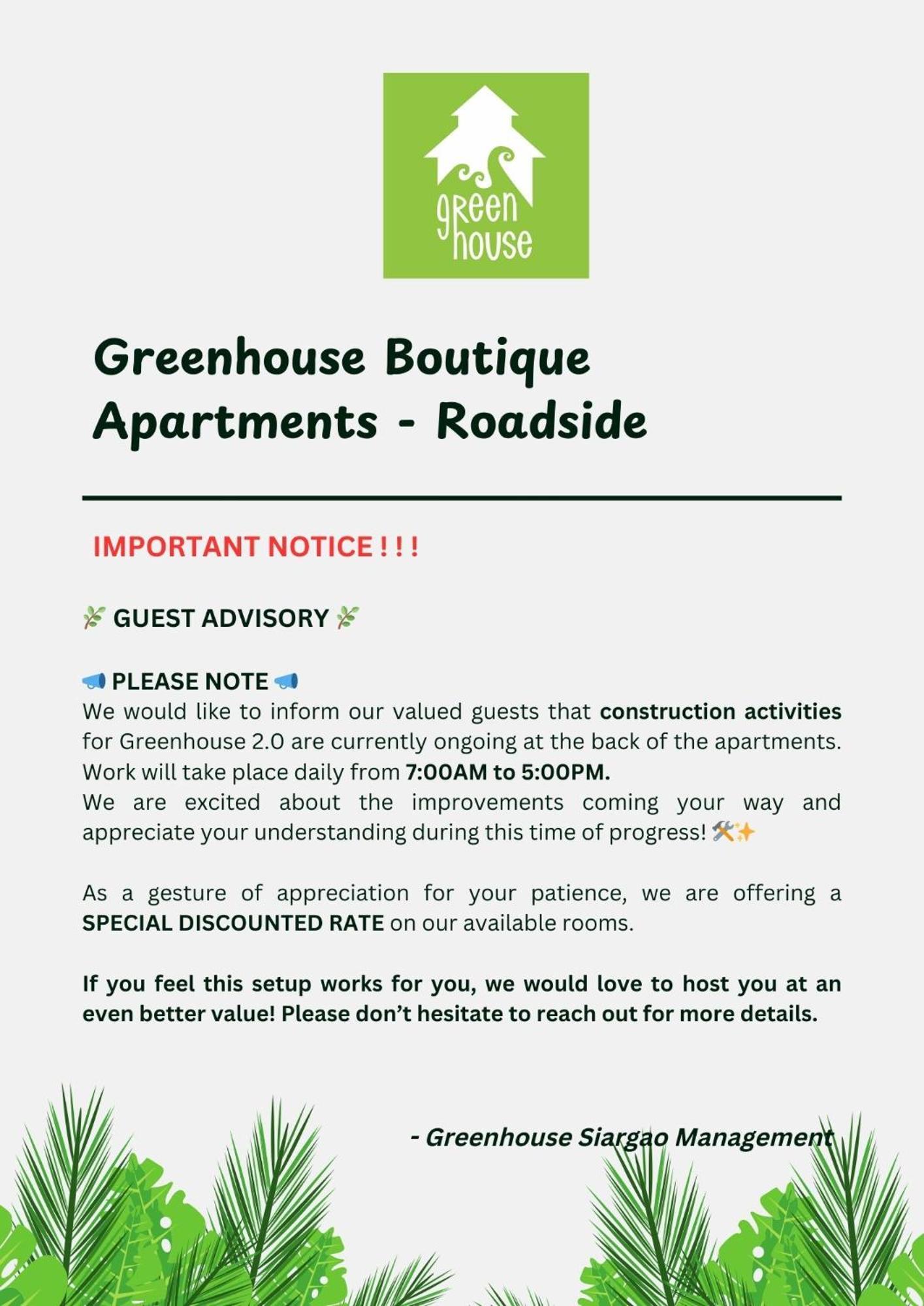 Greenhouse Siargao Roadside Boutique Apartments General Luna  Exterior photo